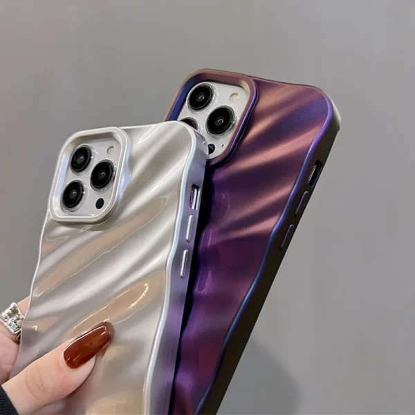 Luxury 3D Silk Wavy Pattern Phone Case For iPhone 14 Pro Max 13 17 11 16 12 15 Pro Max Air XR XS X 7 8 Plus SE Solid Color Cover - Image 6