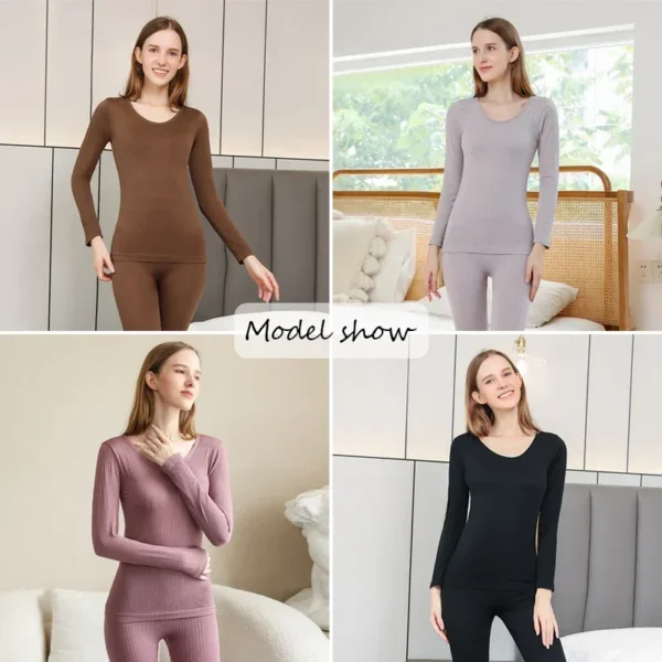Warm Women's Thermal Underwear Sexy Ladies Intimates Long Johns Women Shaped Sets Female Middle Collar Thermal Shaping Clothes - Image 2