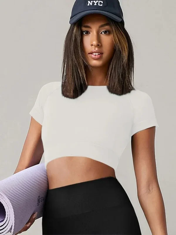 Women Yoga Top Seamless Sport T Shirts Fitness Clothes Short Sleeve Yoga Shirt Gym Top Running Active Wear Sport Top - Image 3