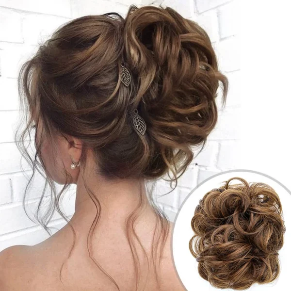 Synthetic Messy Hair Bun Hair Chignon Updo Claw Clip Hair Extension Short Curly Wavy Black Blonde Hairpiece for Women - Image 1