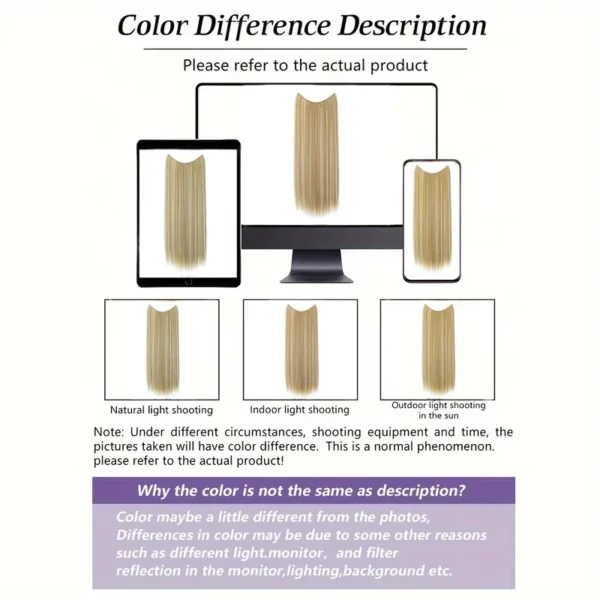 24Inch Synthetic No Clips In Hair Extension Fish Line Invisible Black Blonde One Piece Long Straight Fake Hair Piece for Women - Image 6