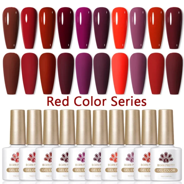BORN PRETTY Gel Nail Polish Set Ancora Red Color Collection Soak Off UV LED Nail Gel Polish Kit for DIY Manicure Nails - Image 2