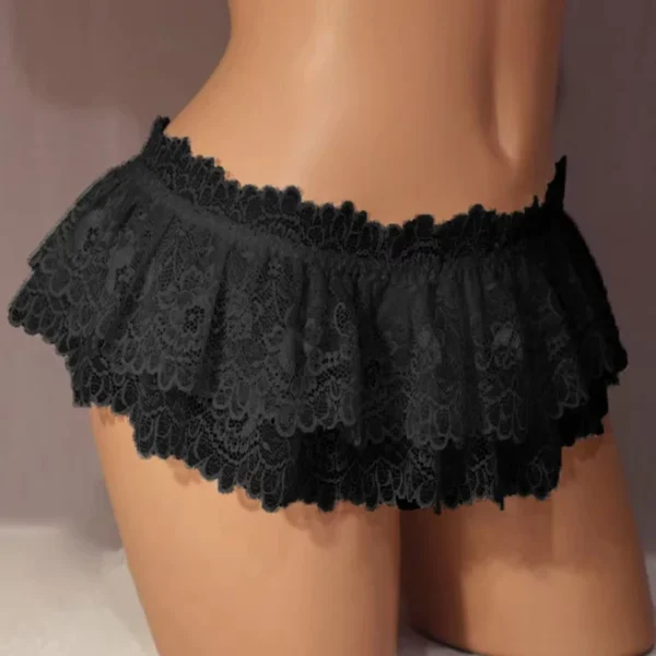 Womens Sexy Cosplay Vintage Pleated Skirt Ultra Short Skirt Cute Nightwear Lace Thongs Panties Lingerie Briefs Mini Skirt - Image 3