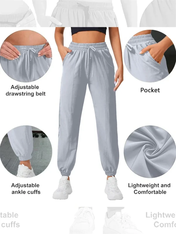Loose running and fitness pants, women's side pockets, outdoor casual sports pants, ankle tied yoga pants - Image 5