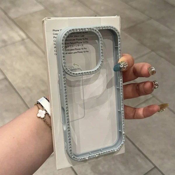 Luxury Transparent Diamond Jewelled Phone Case For iPhone 11 12 13 14 15 16 17 Pro Max Plus Air Glitter Bumper Back Cases Cover - Image 3