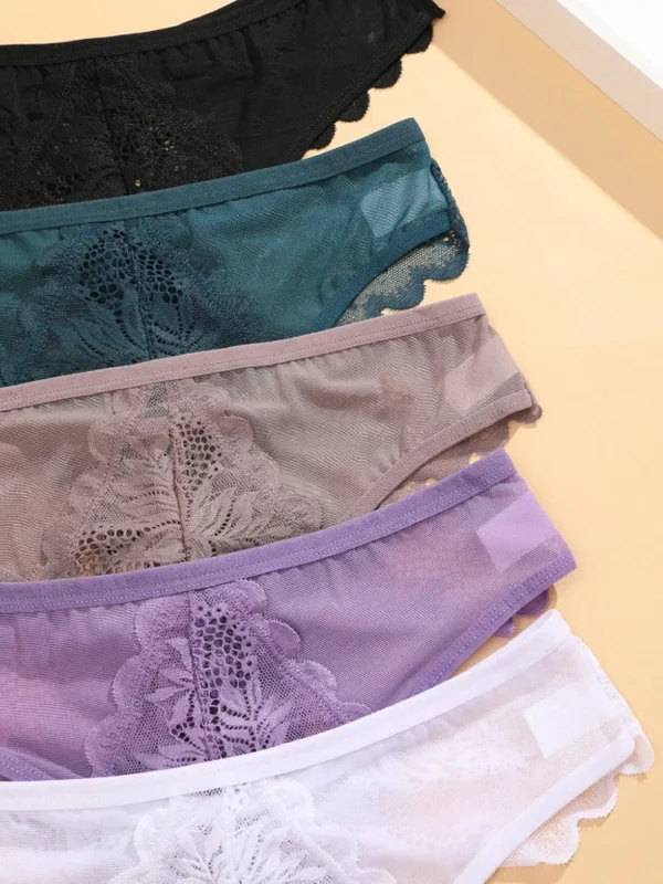 FINETOO 3Pcs/Set Sexy Lace Thongs Women Solid G-String Panties Floral Perspective Underwear Female Soft Breathable Lingerie - Image 2