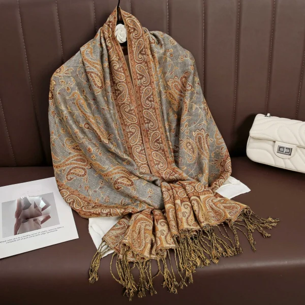 Luxury Brand Autumn Cashmere Pashmina Shawl Lady Wrap Warm Winter Scarves Design Print Female Foulard Cotton Stoles Scarf 2023 - Image 3