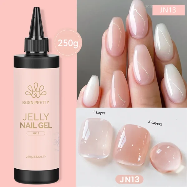 BORN PRETTY 250g Jelly Milky White Pink Translucent Nude Gel Polish Refilled Package Semi Permanent Soak Off UV Nail Art Varnish - Image 3