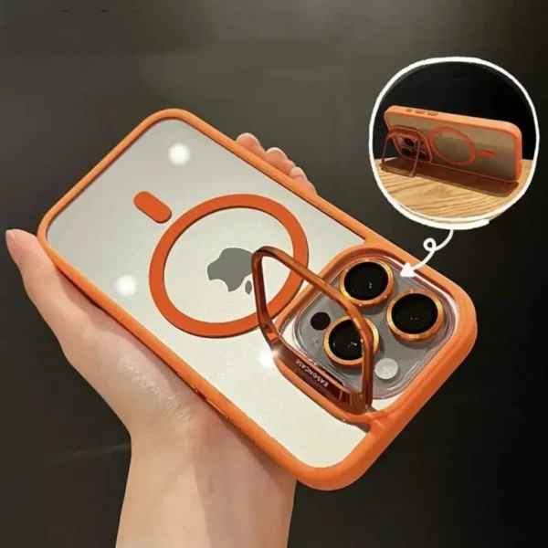 Luxury Magnetic Shockproof Phone Case For iPhone 15 14 13 12 11 16 17 Pro Max Plus 16E Funda Stand Glass Lens Protection Cover - Image 2