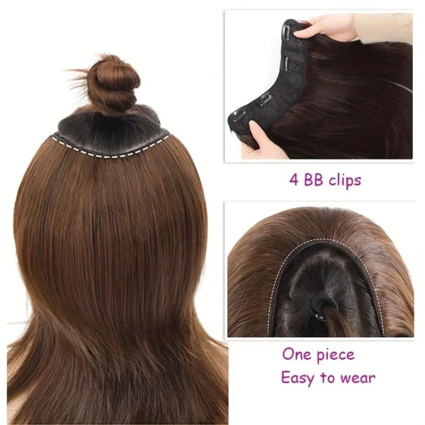 20/30cm Synthetic Short Straight Internal Buckle V-shaped Half Head 4Clips Hair Extension Invisible Hairpiece for Women - Image 5