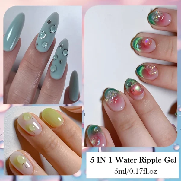 BORN PRETTY 5 IN 1 Clear Water Ripple Gel Polish 3D Shaping Sculpting Carving No-wipe Top Coat Reinforcement Adhesive Gel Glue - Image 3