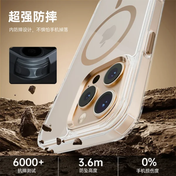 Luxury Magnetic Transparent Phone Case for iPhone 16 11 12 13 14 15 Pro Max Magsafe Wireless Charge Shockproof Clear funda Cover - Image 3