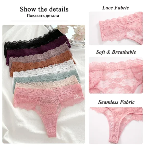 Finetoo 3Pcs Women Lace Sexy Thongs Low-Rise Trendy Floral Briefs Sexy Soft Ladies Underwear Underpants Female Flowery Lingerie - Image 5