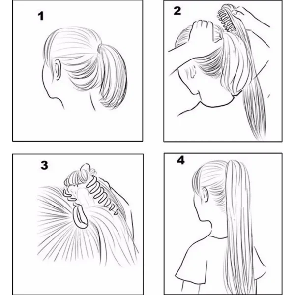 24Inch Synthetic Long Straight Claw Clip On Ponytail Hair Extensions Heat Resistant Ponytail Blonde Black Hairpiece for Women - Image 5
