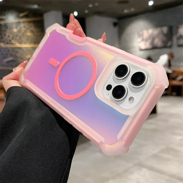 Luxury Magsafe Laser Dazzling Armor Phone Case For iPhone 16 Pro Max 15 Plus 14 13 Wireless Charging Dual Layer Protection Cover - Image 7