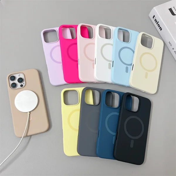 Official Same Original Liquid Silicone Phone Case for iPhone 16 15 14 13 12 Pro Max Magsafe Wireless Charging Magnetic Cover - Image 3