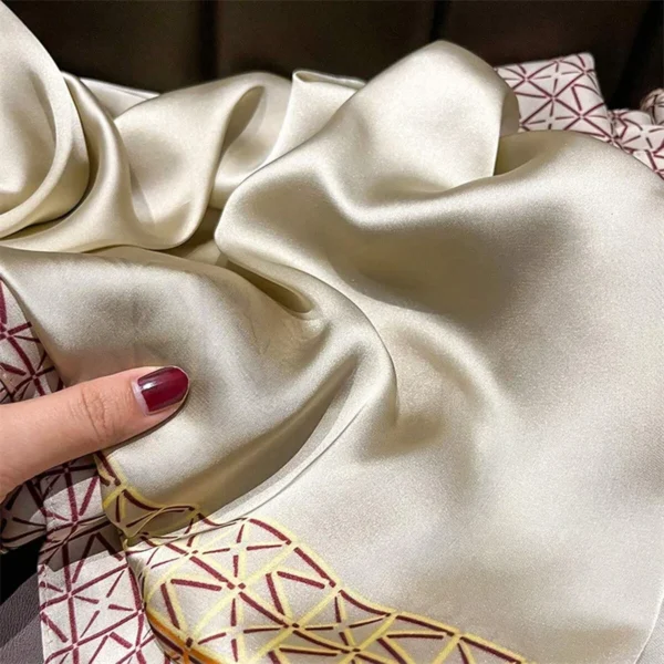 2024 Silk Scarves Women Luxury Brand Hijab Scarf Floral Foulard Femme Shawls Wraps Silk Bandana Head Scarf Hijab Beach Poncho - Image 4