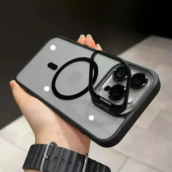 Luxury Magnetic Shockproof Phone Case For iPhone 11 12 13 14 15 16 Pro Max Plus Magsafe Glass Lens Stand Protection Back Cover - Image 1