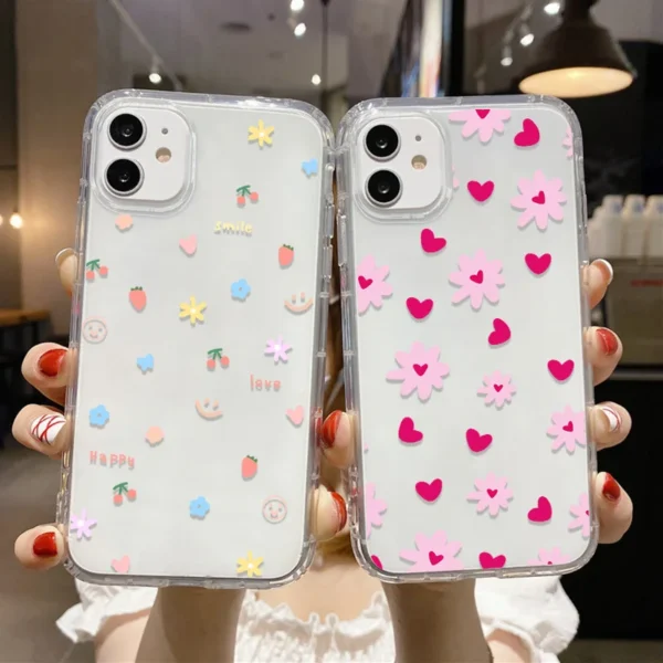 Clear Phone Case For iPhone 16 Pro Case iPhone 15 13 11 12 14 Pro Max 12 13 Mini XR X XS 7 8 Plus SE Shockproof Love Heart Cover - Image 4