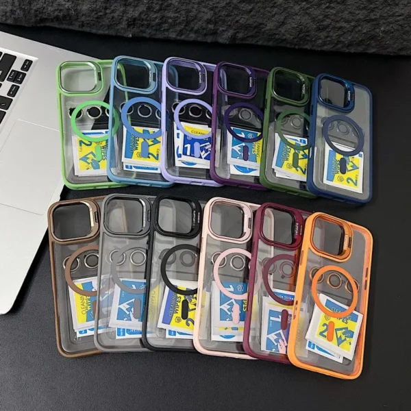 Luxury Magnetic Shockproof Phone Case For iPhone 15 14 13 12 11 16 17 Pro Max Plus 16E Funda Stand Glass Lens Protection Cover - Image 6