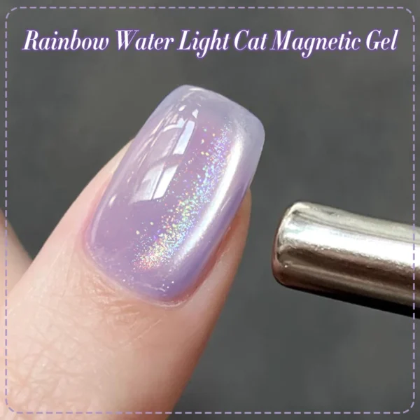 BORN PRETTY 10ml Rainbow Purple Water Light Cat Magnetic Gel Nail Polish Shining Sliver-light Holographics Semi Permanent UV Gel - Image 3