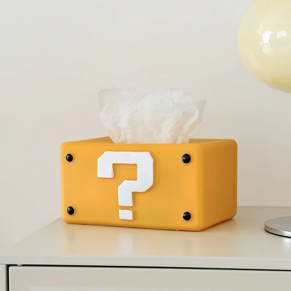 kf-Sec4b9ea3d0254e5bbb9852b4fba72786Q Miniso Creative Mario Tissue Box Home Living Room Ornament Dining Table Cute Interesting Question Mark Paper Box - Image 1