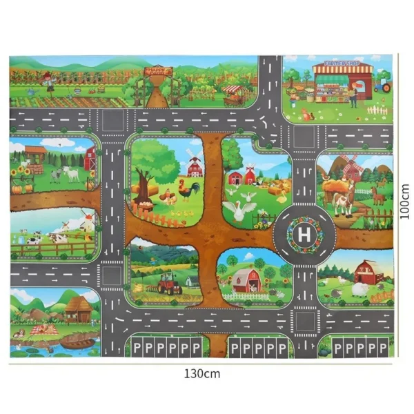 Children Playmat Activity Surface Waterproof Map Kids Animal Road Toy Baby Dinosaur Road Portable Carpet Farm Road Non-Toxic Mat - Image 2