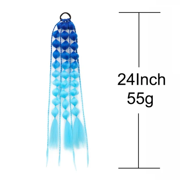 Synthetic Ponytail Extension Corlorful Bubble Braid Long Lantern Braided Ponytail Hair Tie Straight Hairpieces for Women - Image 3