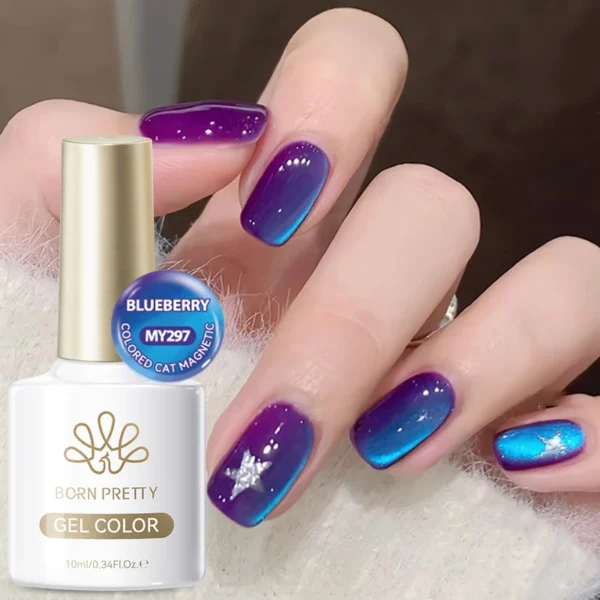 BORN PRETTY 10ml Blueberry Cat Magnetic Gel Nail Polish Summer Fruit Series Green Blue Purple Gel Nails Supplies Manicure - Image 2