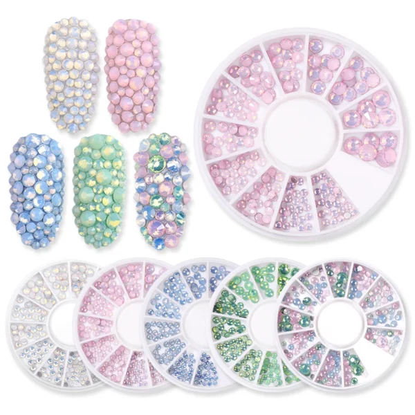 BORN PRETTY Opal Nail Rhinestones Crystal Gems Nail Beads Mixed Color Pink 3D Nail Decoration In Wheel DIY Nail Art Decorations - Image 3