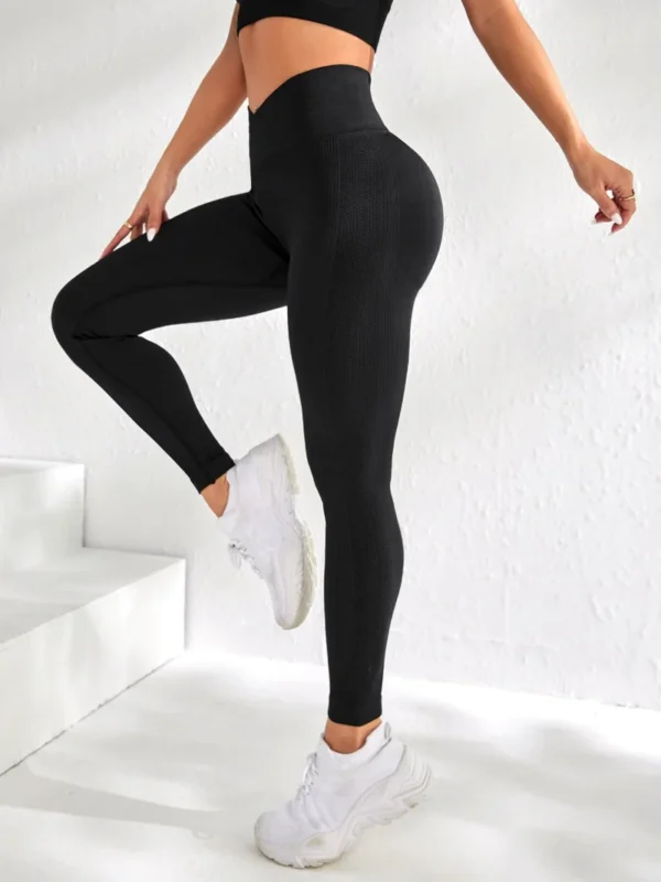 Women Sports Leggings V-waist Elastic Peach Buttocks Fitness Pants With Raised Hips And High Waist Seamless Yoga Pants Tight - Image 2