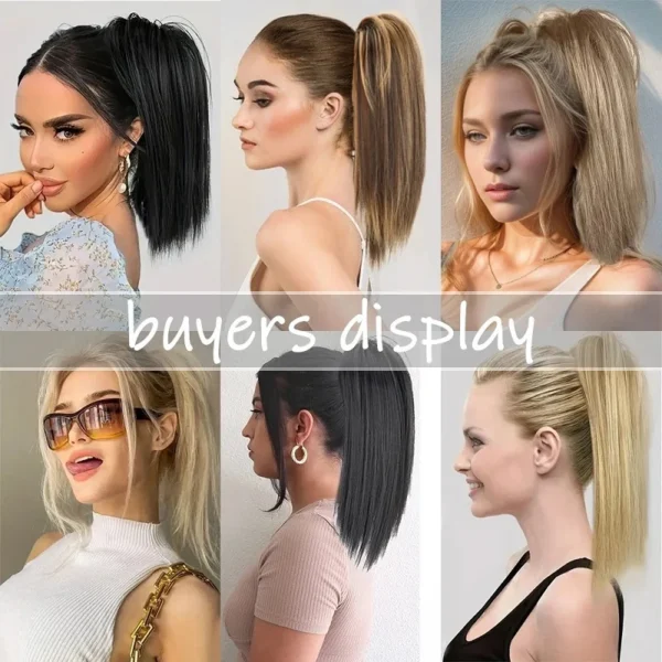 14Inch Synthetic Claw Clip Ponytail Hair Extension Waterfall Short Straight Ponytail Black Brown Heat Resistant Hair Accessories - Image 6