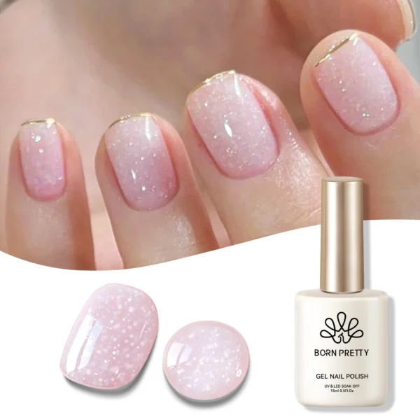 BORN RRETTY 15ml Milky White Glitter Gel Nail Polish Pink Apricot Glitter Sequins Long Lasting Soak Off UV LED Varnish Manicure - Image 3
