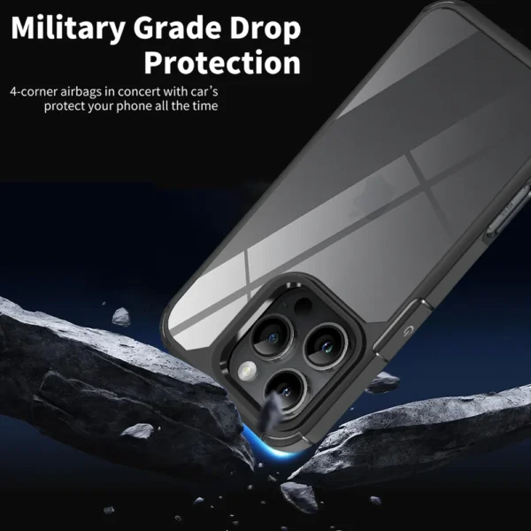 Luxury Transparent Shockproof Bumper Armor Case for iPhone 16 15 14 Plus 13 12 11 Pro Max X XS 7 8 Rugged Frame Hard Back Cover - Image 3