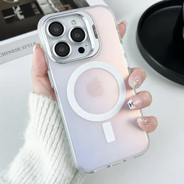 Color Change Magsafe Magnetic Phone Case For iPhone 16 15 14 Plus 13 12 11 Pro Max Lens Glass Film Protection Metal Stand Cover - Image 2