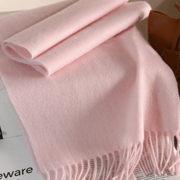 Knitted Scarf Women 100% Wool Winter Warm Scarves Bright Solid Color Design Thickened Shawl Soft Triangle Pashmina Neck 2025 NEW - Image 4