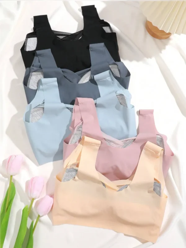 1Pc Women Lace Sport Bras Plus Size Seamless Bra Bralette Backless Lady Brassiere Vest Female Gathers Shock-Proof Wireless L-3XL - Image 4