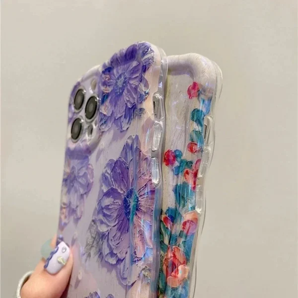 Luxury Flower Pattern Laser Phone Case For iPhone 11 12 13 14 15 16 Pro Max Shockproof Bumper Cases Cover - Image 5