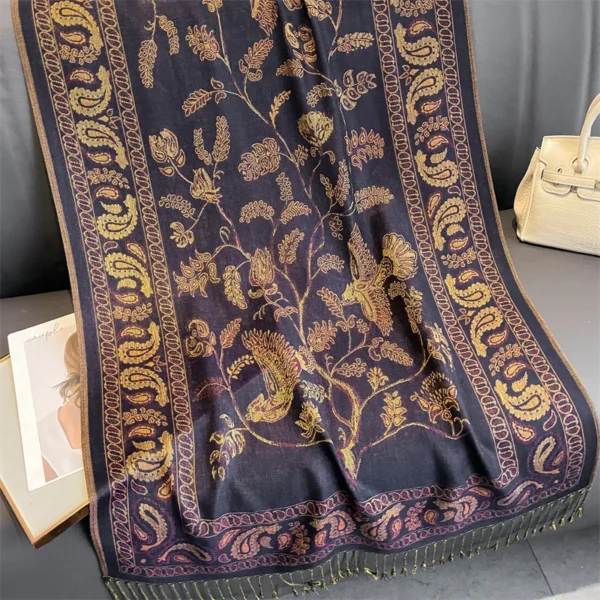 Luxury Brand Autumn Cashmere Pashmina Shawl Lady Wrap Warm Winter Scarves Design Print Female Foulard Cotton Stoles Scarf 2023 - Image 5