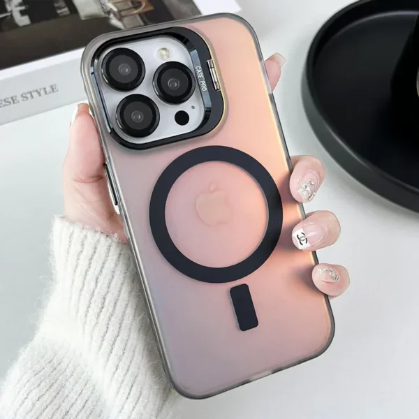 Color Change Magsafe Magnetic Phone Case For iPhone 16 15 14 Plus 13 12 11 Pro Max Lens Glass Film Protection Metal Stand Cover - Image 3
