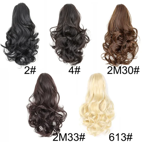 10Inch Synthetic Short Wavy Curly Ponytail Claw Clip in Hair Extension Brown Blonde Black Hairpiece for Women - Image 3