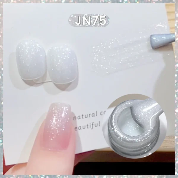 BORN PRETTY 10ml Milky White Jelly Nude Gel Nail Polish Glitter Gel Polish Sheer Iridescent Sparking Semi-permanent Varnis - Image 3