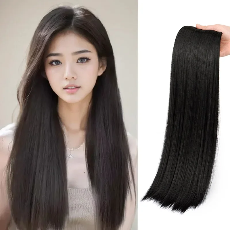 kf-Sf7d5bb45ef7848a781f90c4b567667948 Synthetic 5 Clips One Piece Thicken Hair Extension Long Striaght Hairstyle 16Inch 20Inch 24Inch Black Brown Hairpiece for Women - Image 1
