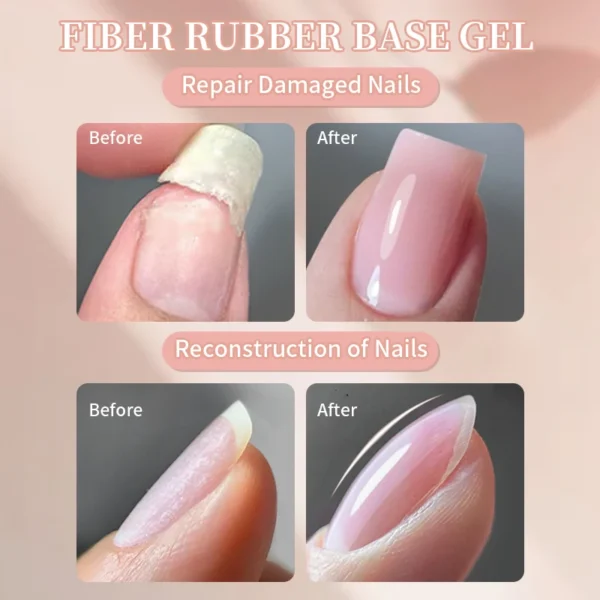 BORN PRETTY Fiber Rubber Base Gel For Broken Nail Repaired Fiberglass Clear Quick Building Soak Off UV Construction Gel Varnish - Image 4