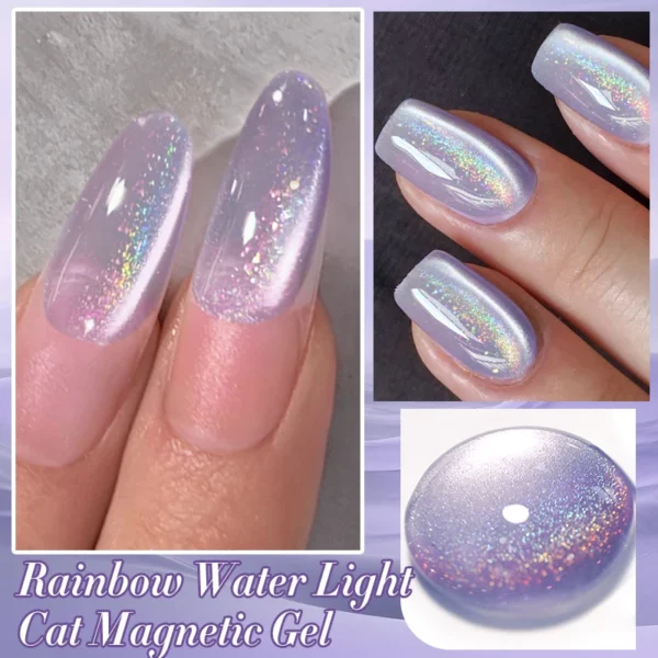 BORN PRETTY 10ml Rainbow Purple Water Light Cat Magnetic Gel Nail Polish Shining Sliver-light Holographics Semi Permanent UV Gel - Image 4