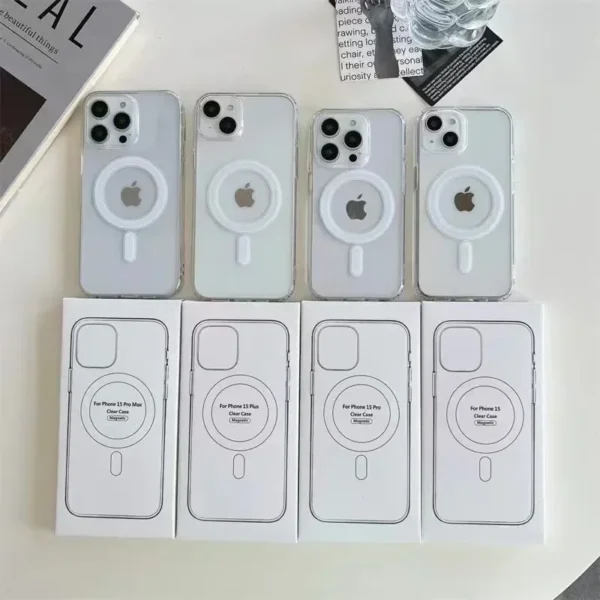 Original For Magsafe Magnetic Wireless Charging Phone Case For iPhone 16 15 14 13 12 11 ProMax mini X XR XS 7 8Plus Clear Cover - Image 3