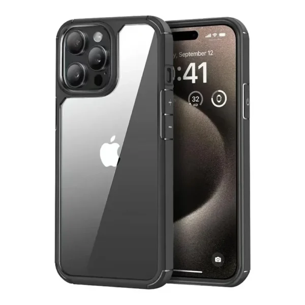 kf-Sf94b049457d34bfda9dbfa58d0c896609 Luxury Transparent Shockproof Bumper Armor Case for iPhone 16 15 14 Plus 13 12 11 Pro Max X XS 7 8 Rugged Frame Hard Back Cover - Image 1