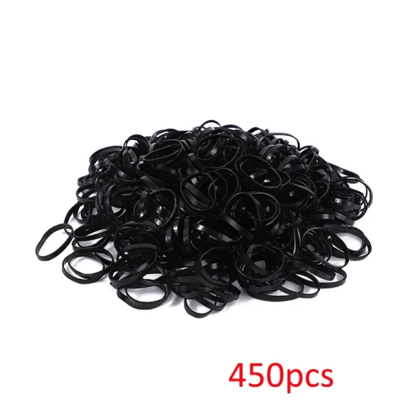 450pcs Black Small Disposable Hair Bands Girls Elastic Rubber Band Ponytail Holder Hair Accessories - Image 7