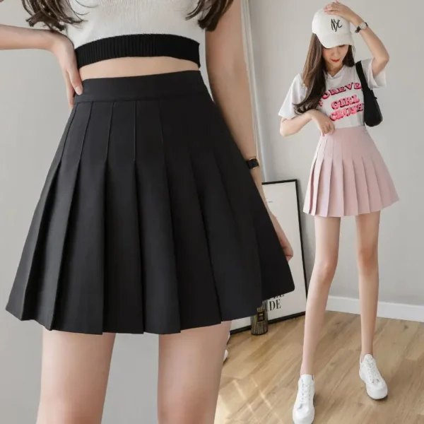 Mini Skirts Womens 2024 Summer Japanese School Pleated Skirts High Waist Kawaii Cute Pink Plaid Skirt Uniform Harajuku Jupe - Image 2