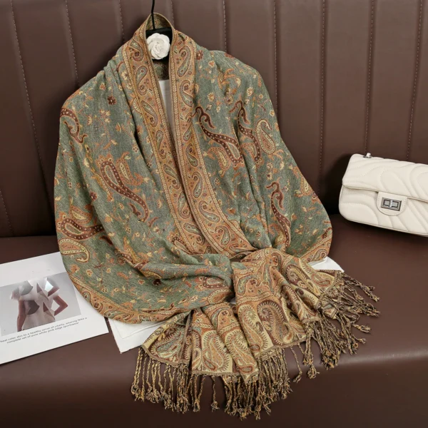 Luxury Brand Autumn Cashmere Pashmina Shawl Lady Wrap Warm Winter Scarves Design Print Female Foulard Cotton Stoles Scarf 2023 - Image 6